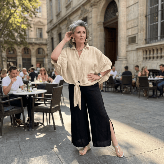 Soft Knot Linen Shirt Women's Italian Linen Shirt Soft Knot Detail Lightweight One Size