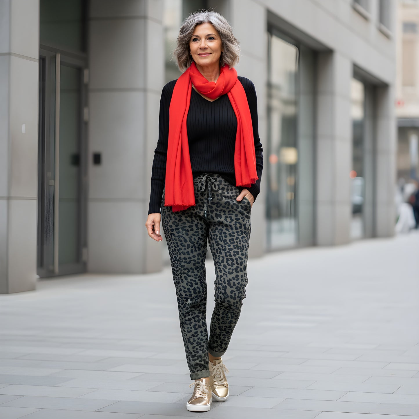 Chic Leopard Print Italian Magic Pants