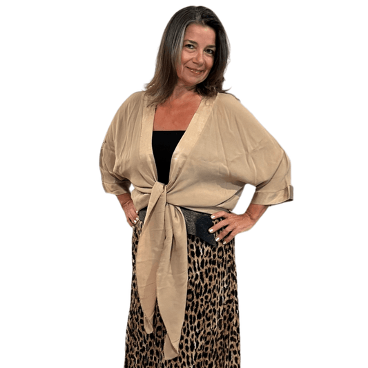 3/4 Sleeve Drapy Tie Top 3/4 Sleeve Drapy Tie Top