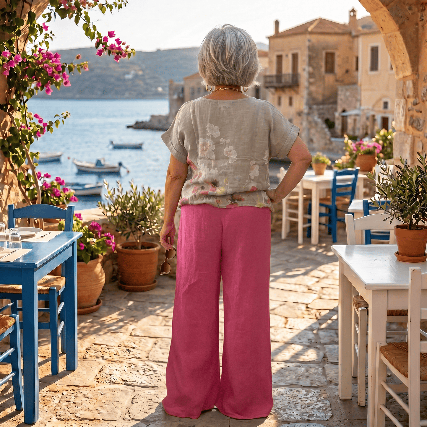 The Dolce Smocked High Rise Linen Pants The Dolce Smocked High Rise Linen Pants