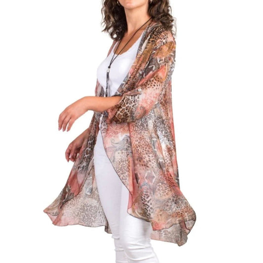 Long silk paisley print cardigan