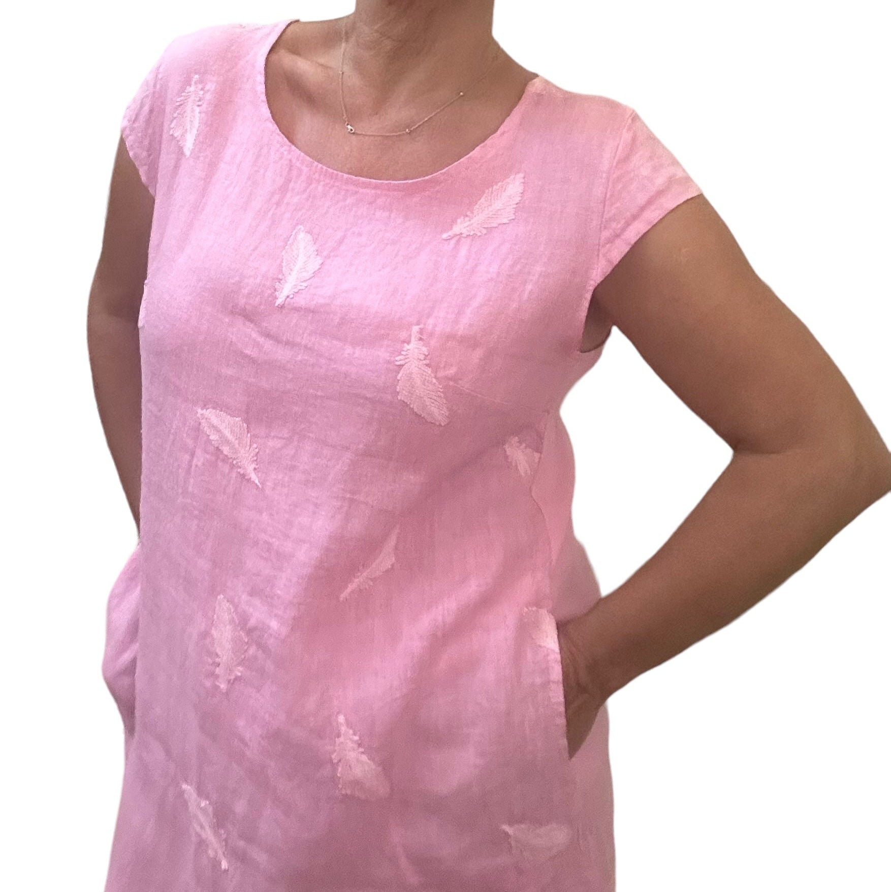 Embroidered linen dress