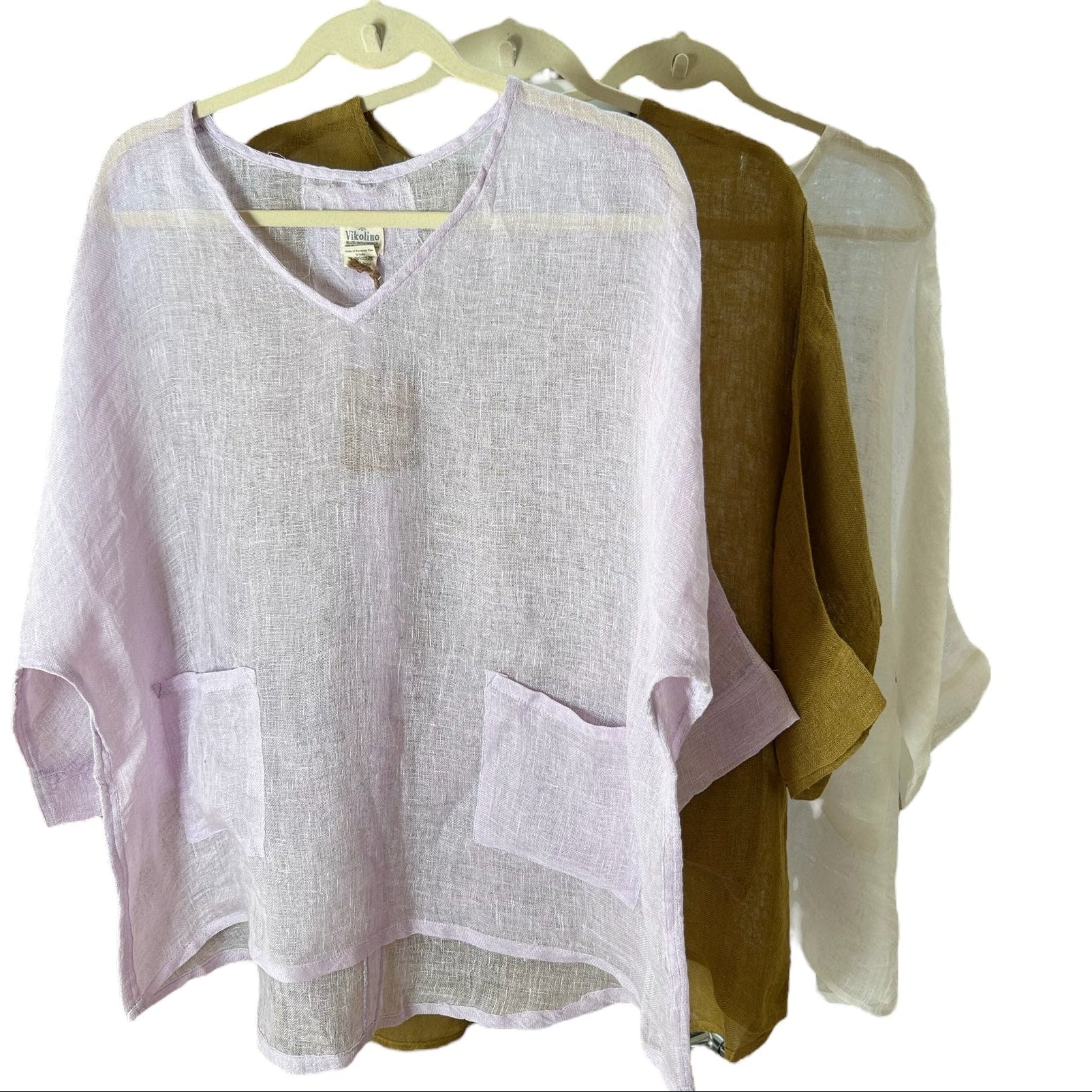 Sheer (gauze) linen V top