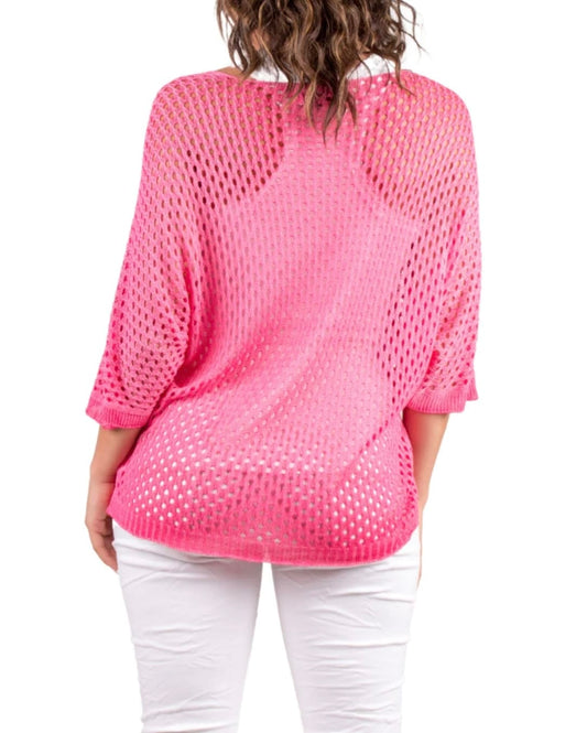 Star knit mesh sweater Star Knit Mesh Sweater with Batwing Sleeves