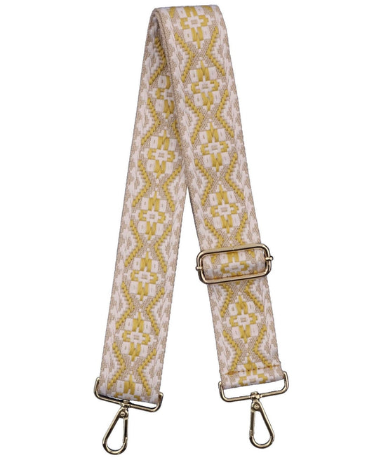 Woven Guitar Style Bag Strap Cream and Yellow Flower Interchangeable Bag Strap - Adjustable