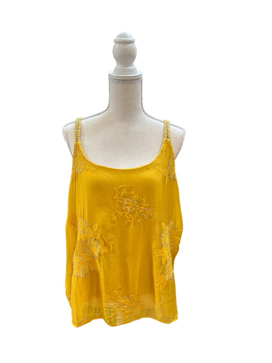 Melania embroidered silk tank top