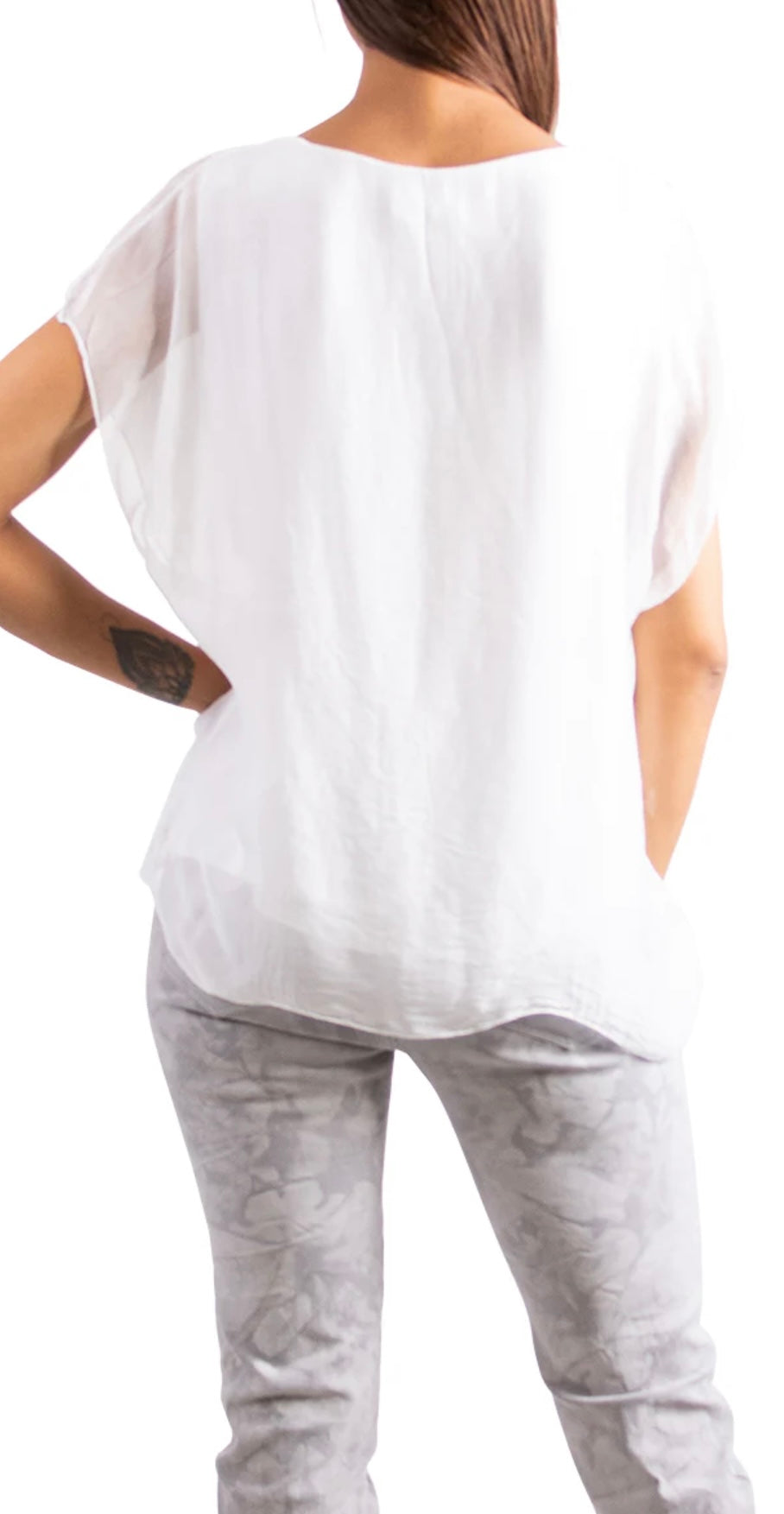 Cha-Cha silk flutter sleeve