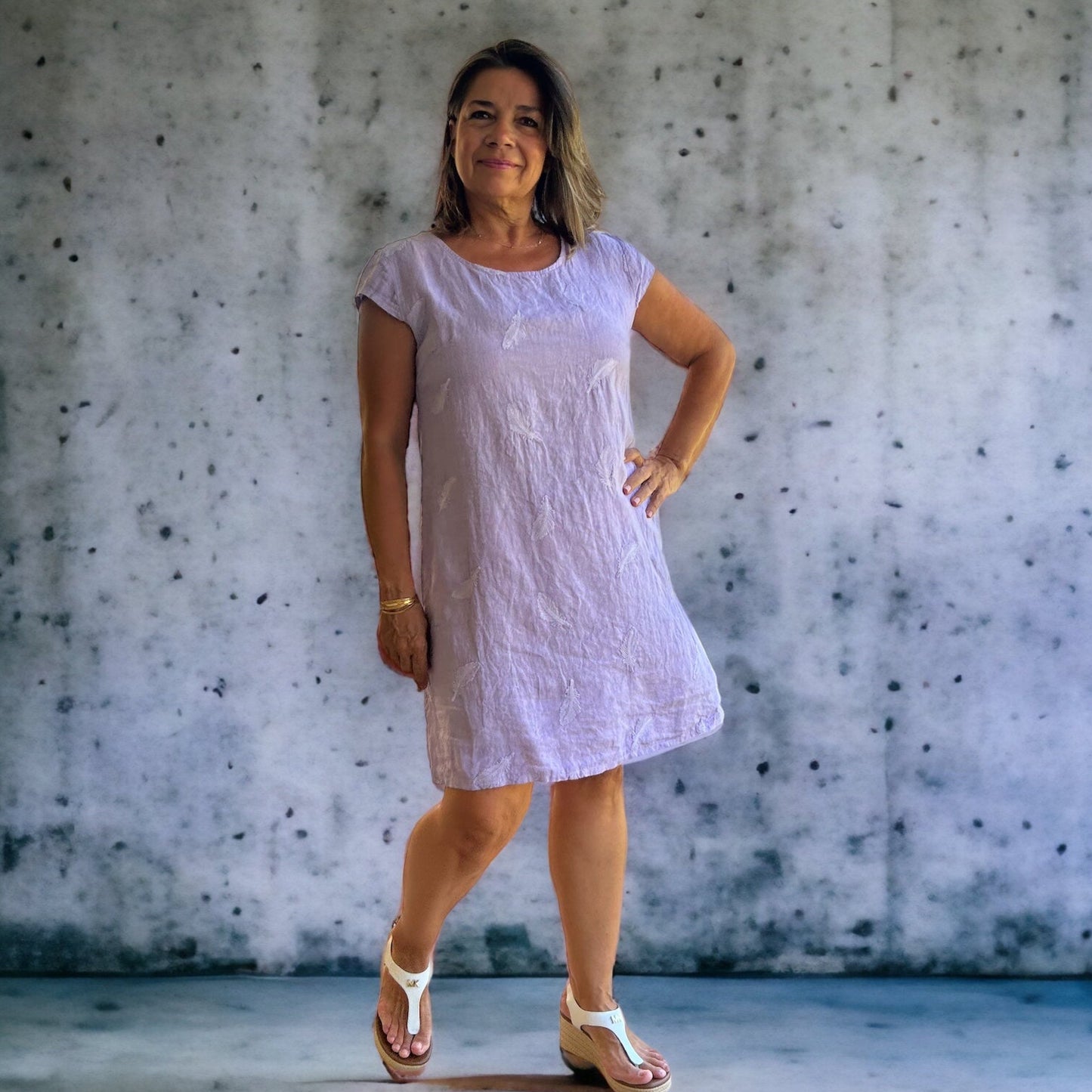 Embroidered linen dress