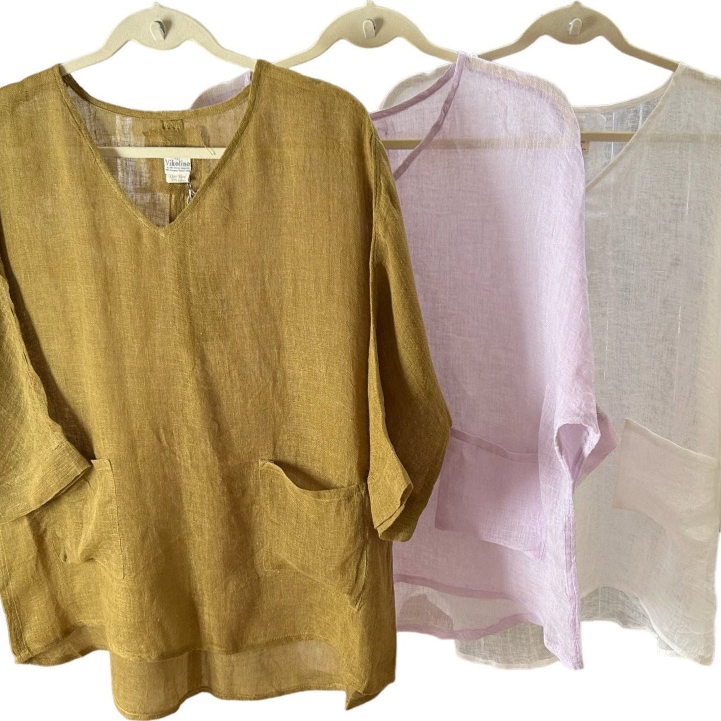 Sheer (gauze) linen V top