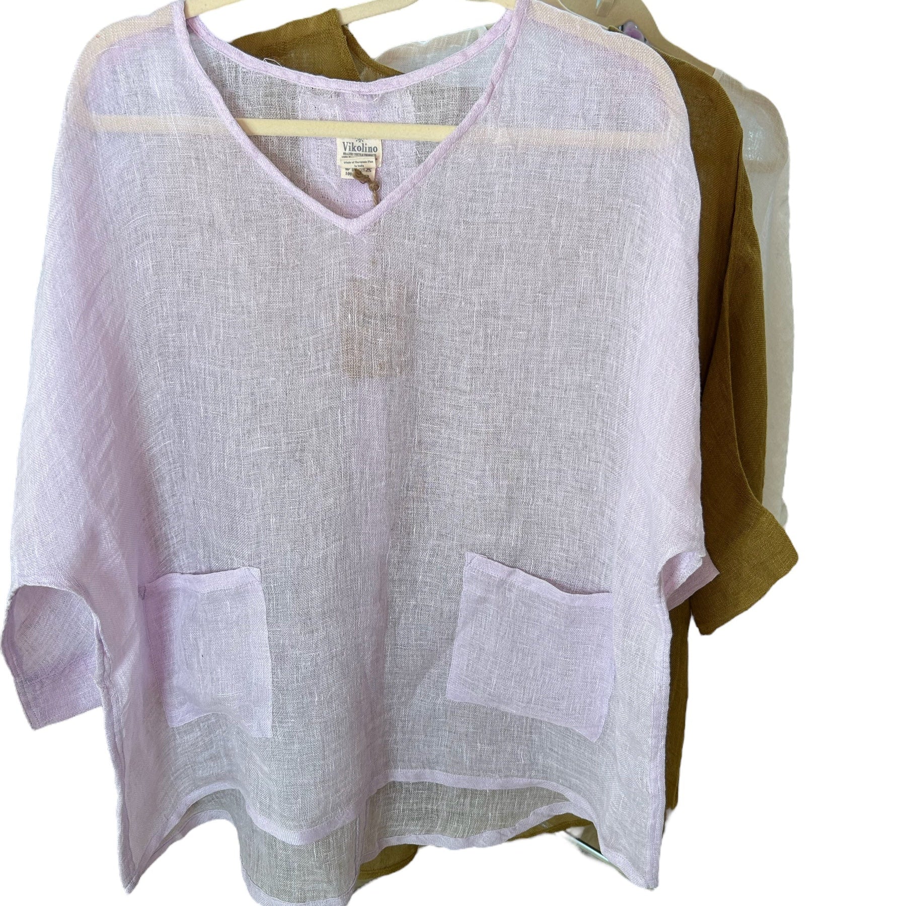 Sheer (gauze) linen V top