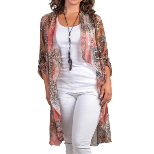 Long silk paisley print cardigan