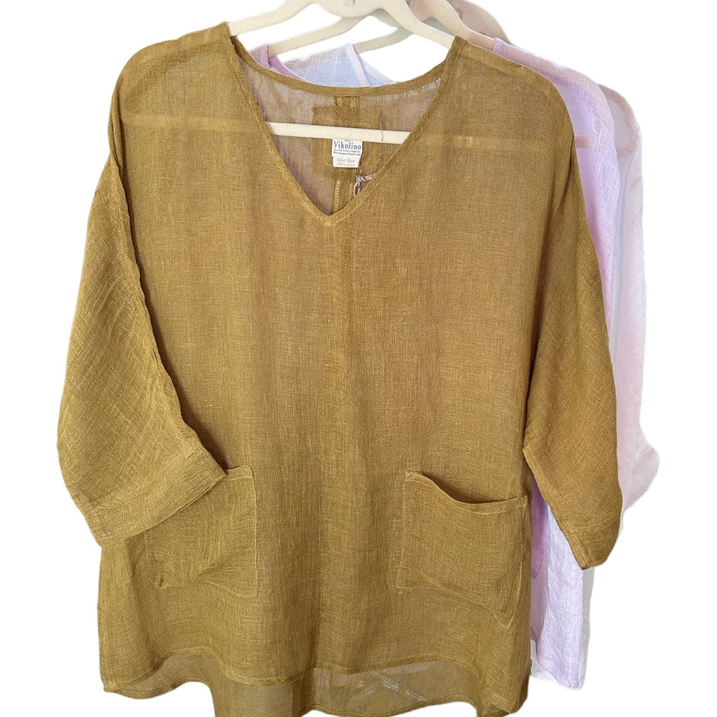 Sheer (gauze) linen V top