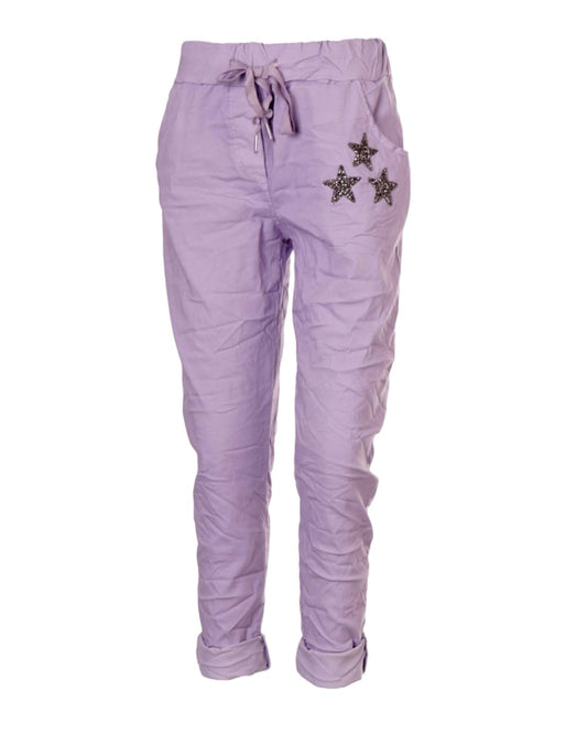 Lilac and Diamante Star Italian Magic pants Lilac and Diamante Star Italian Pants: Stylish & Comfortable