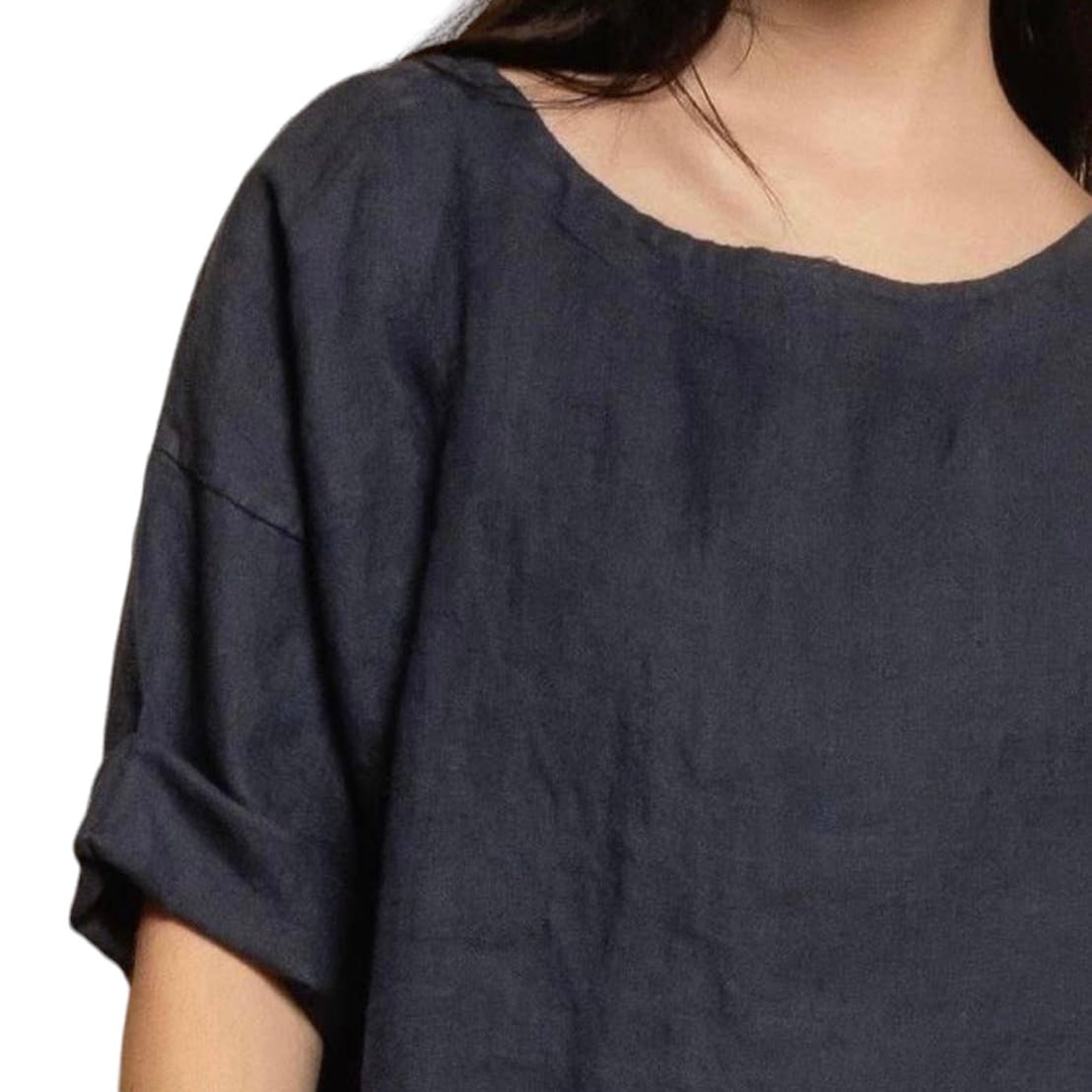 Elisa linen top Elisa Linen Top with Boat Neck and 3/4 Sleeves
