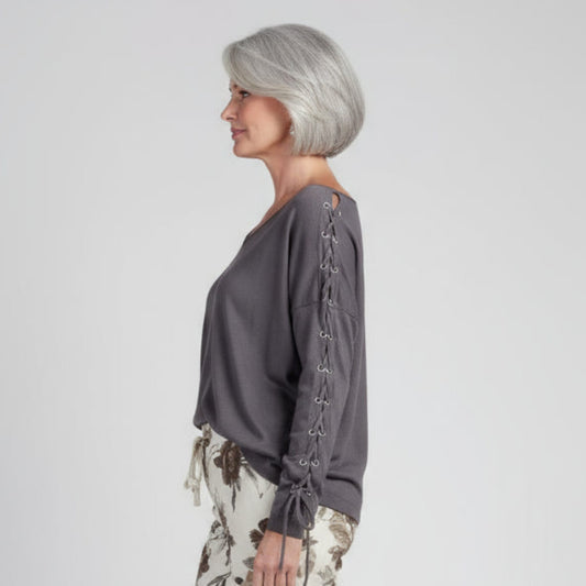 Lace Up Sweater Top Lacci Lace Up Sweater