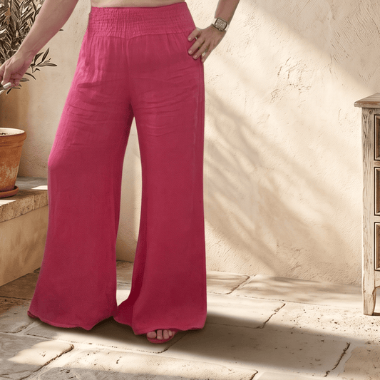 The Dolce Smocked High Rise Linen Pants The Dolce Smocked High Rise Linen Pants