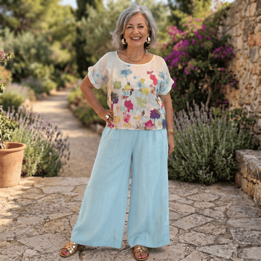 Amalfi Wide Leg Linen Pants Women's Wide Leg Italian Linen Pants Lightweight Summer One Size