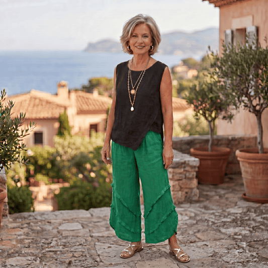 The Ravello Linen Capri Women's Italian Linen Capri Pants Lightweight Summer One Size