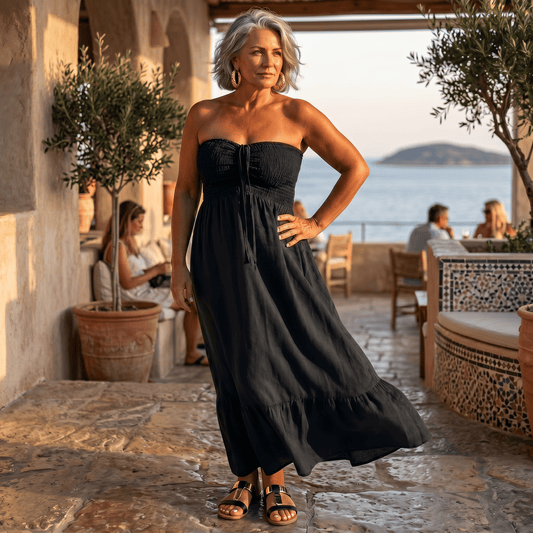 Angela Maxi Linen Dress Women's Italian Linen Maxi Dress Lightweight Summer One Size