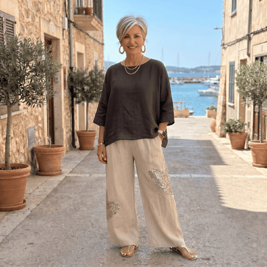 Lucia linen blouse Women's Italian Linen Blouse Lightweight Elegant Summer One Size