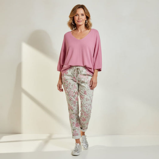 Essential 3/4 Bat Sleeve Light Knit Top Fine Knit 3/4 Bat Sleeve Sweater for Year-Round Wear