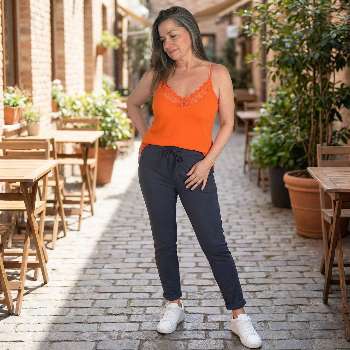 Summer Grace Linen & Lace tank top