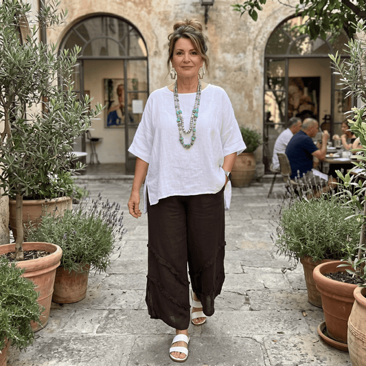 Lucia linen blouse Women's Italian Linen Blouse Lightweight Elegant Summer One Size
