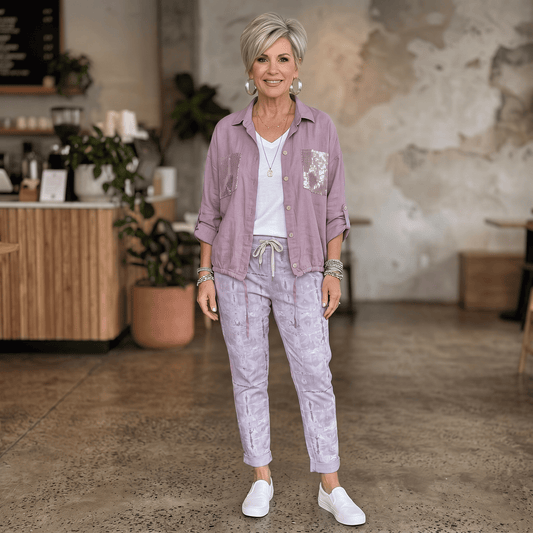 Lavender Dreams Italian Magic Pants Women's Lavender Italian Stretch Pants Wide Leg One Size
