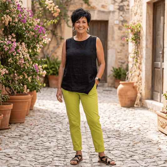 The Asymmetrical Linen Top Women's Asymmetrical Linen Top Italian Lightweight One Size