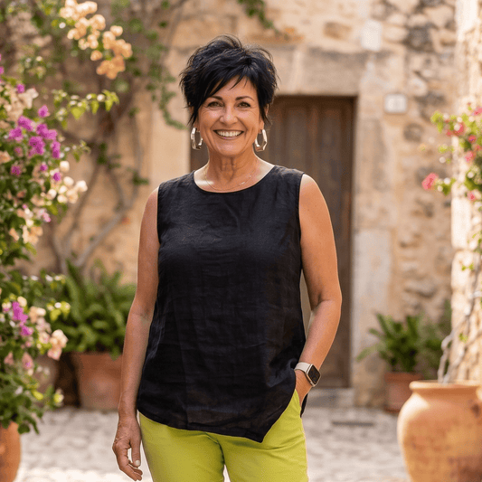 The Asymmetrical Linen Top Women's Asymmetrical Linen Top Italian Lightweight One Size
