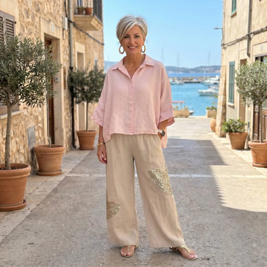 The Softly Structured Linen Shirt Women's Italian Structured Linen Shirt Lightweight Summer One Size