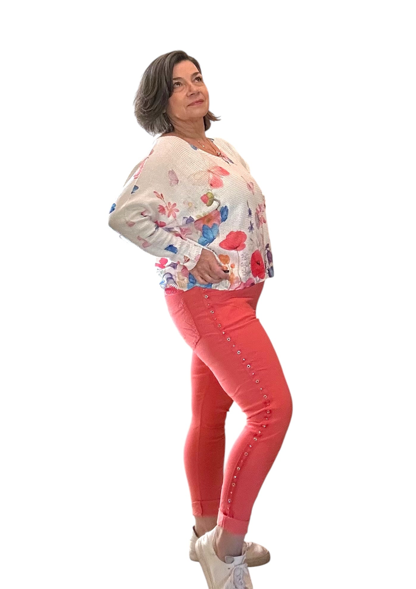 Spring blooms & butterflies lightweight knit top