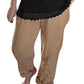 Camel Lace Hem Linen Drawstring Pants