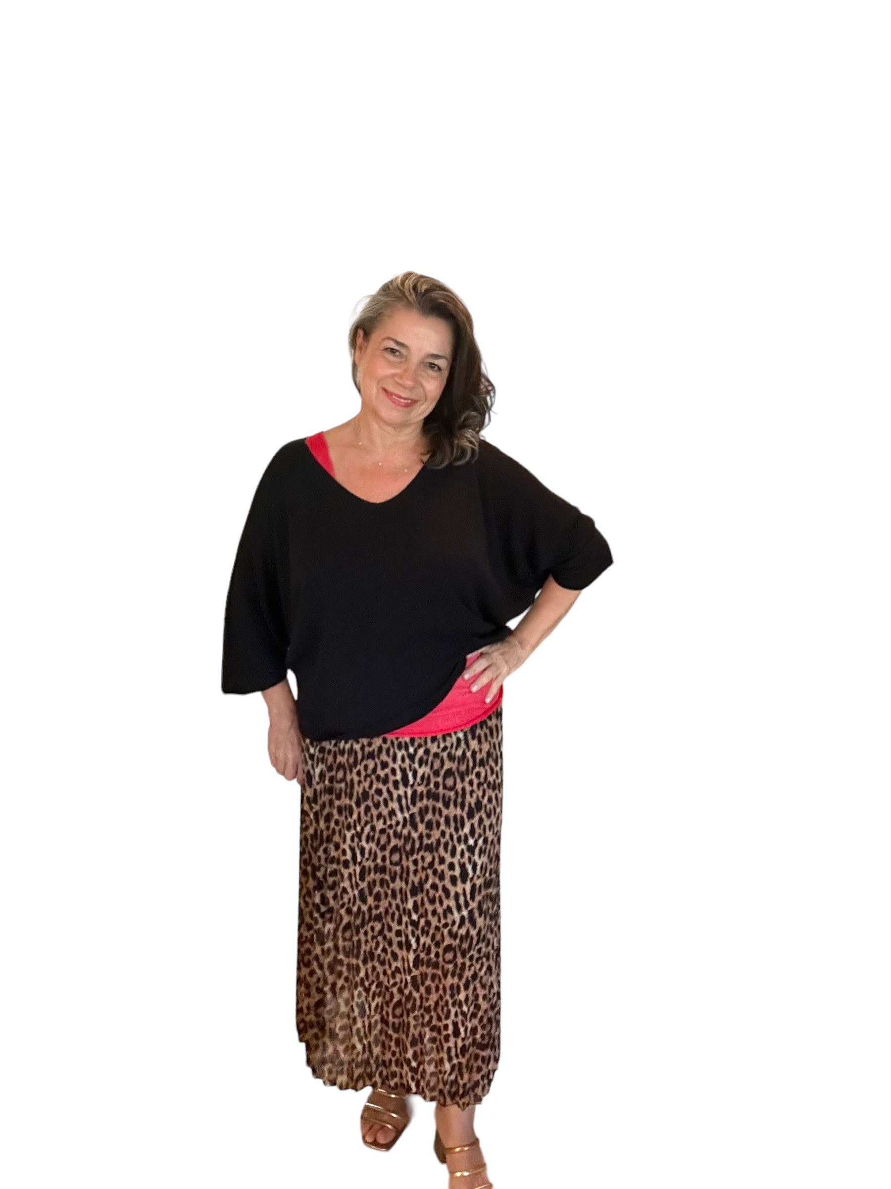 Pleated animal print skirt