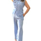 Antonia light blue flowy wide leg linen pants