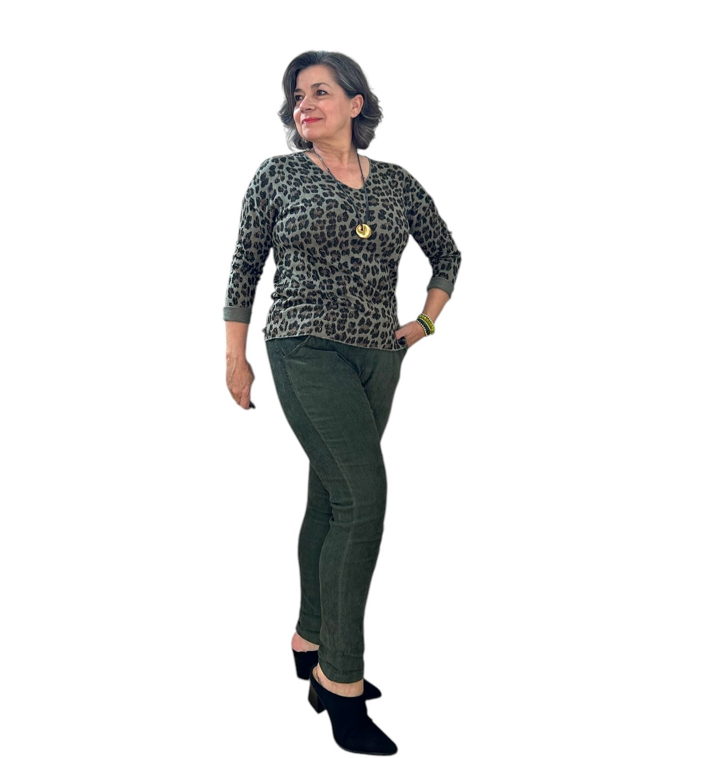 Forest green fine corduroy Italian Magic pants