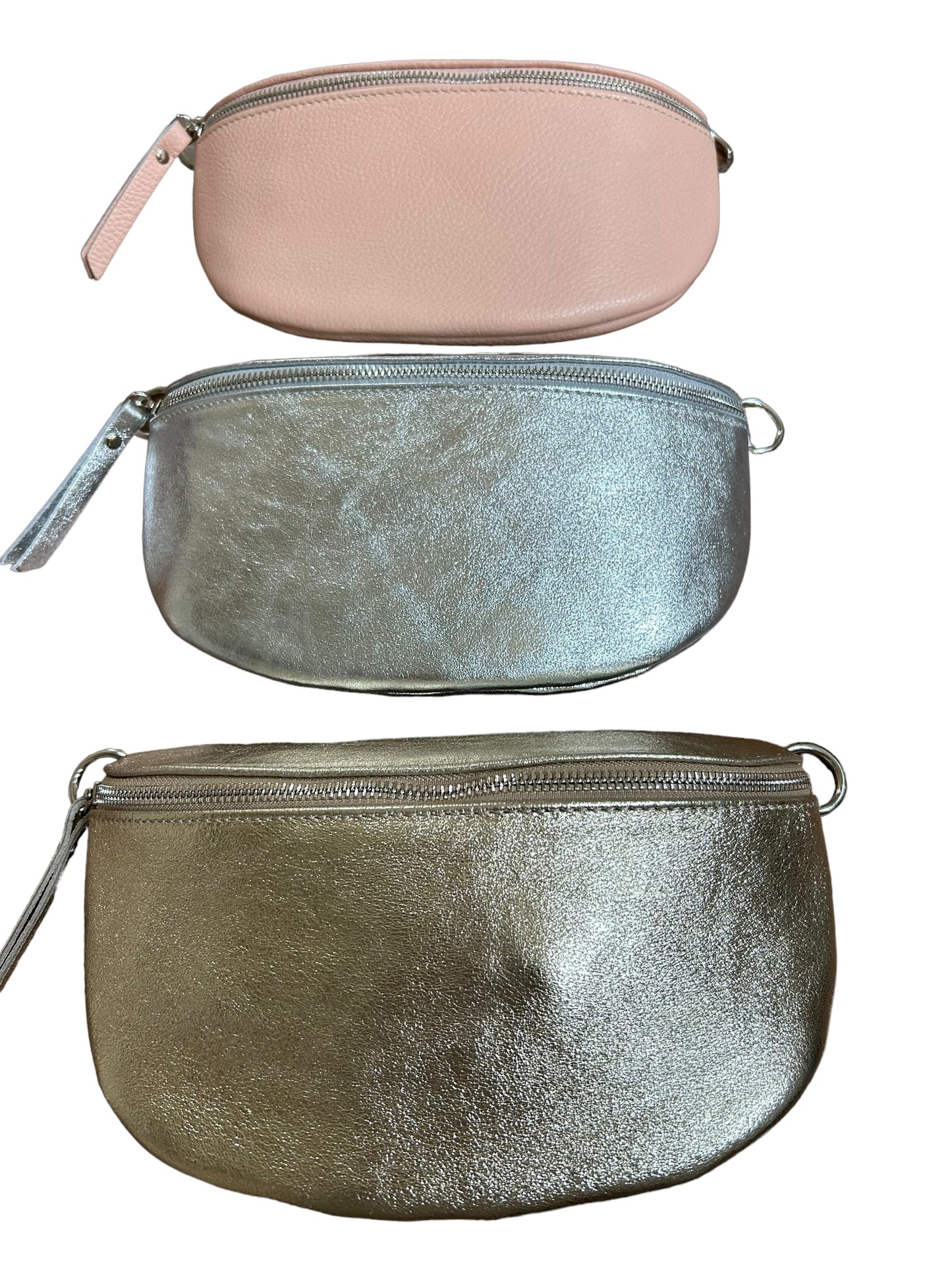 Metallic silver grande Georgia leather crossbody bag