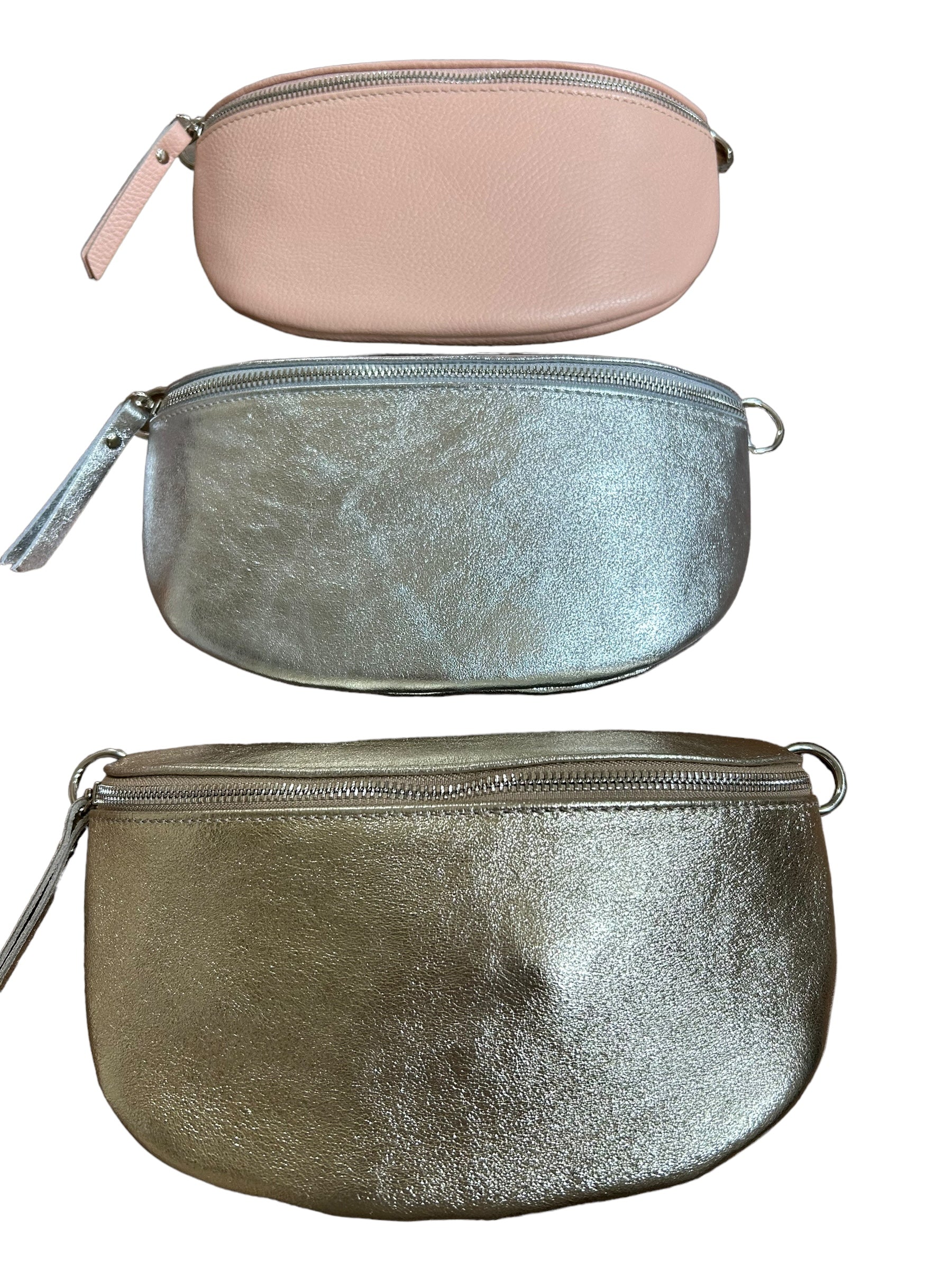 Metallic silver grande Georgia leather crossbody bag
