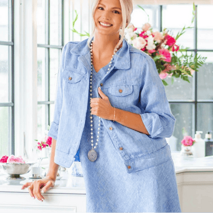 Blue Chambray Linen Jacket Blue Chambray Linen Jacket