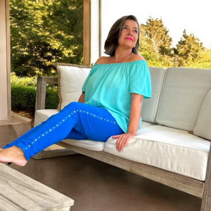 * BEST SELLER *  Studs & diamante Italian magic pants