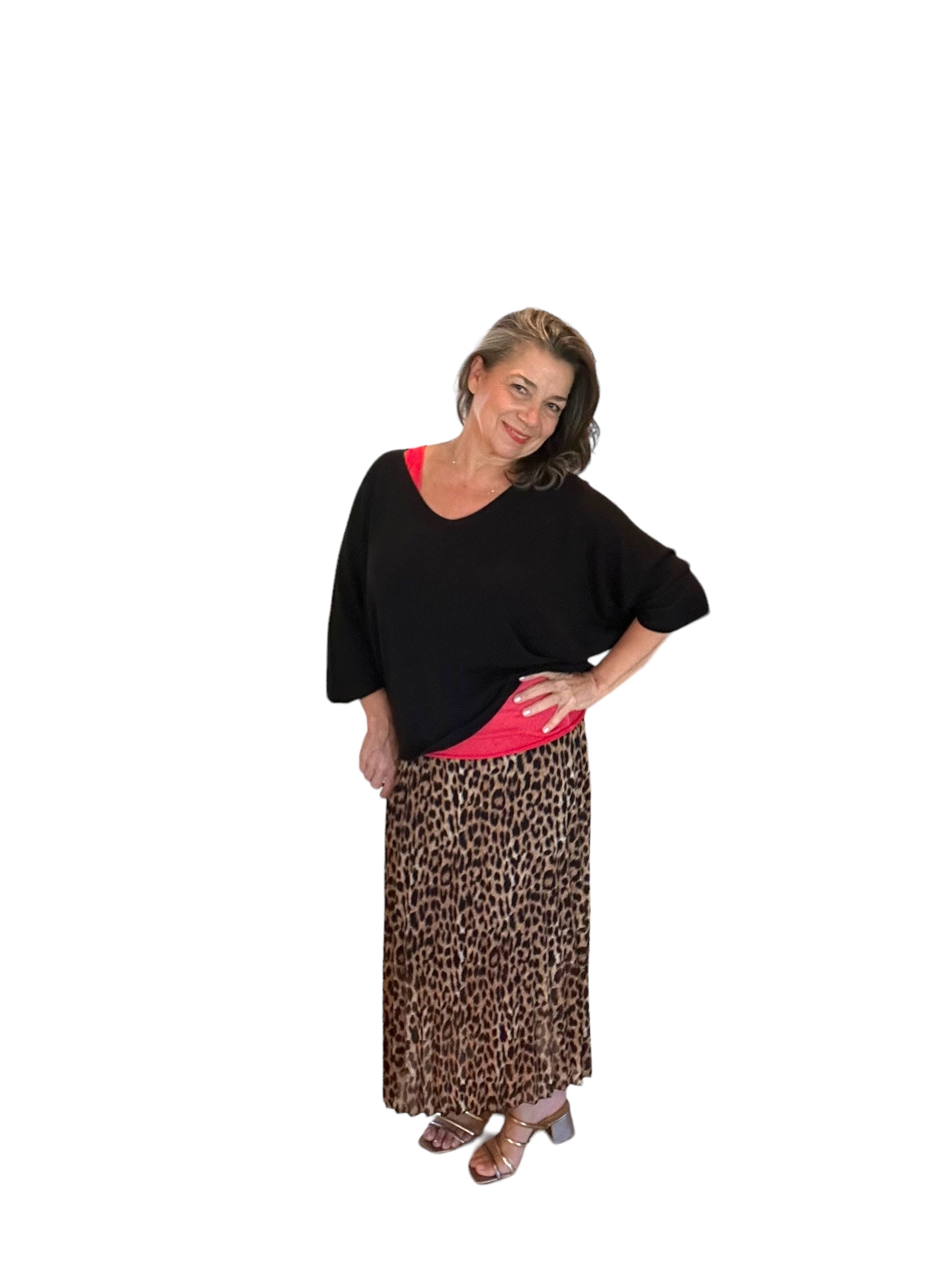 Pleated animal print skirt