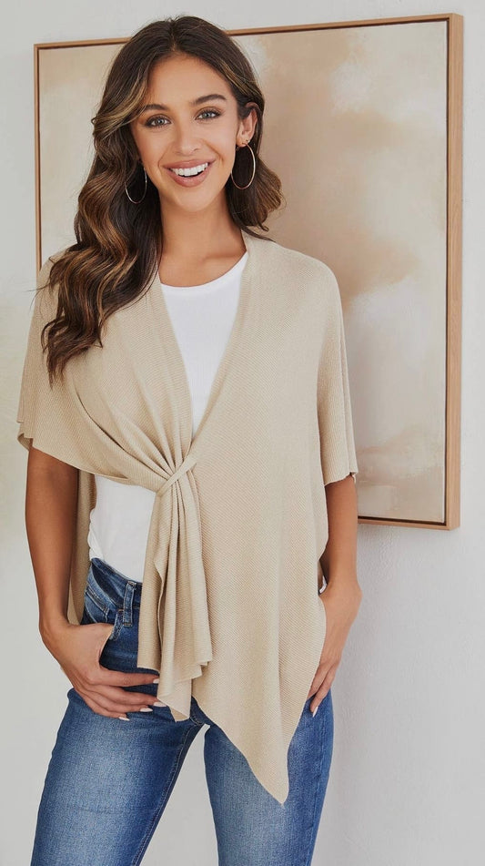 Ella beige shawl Ella Beige Shawl - Open Front Shawl Top