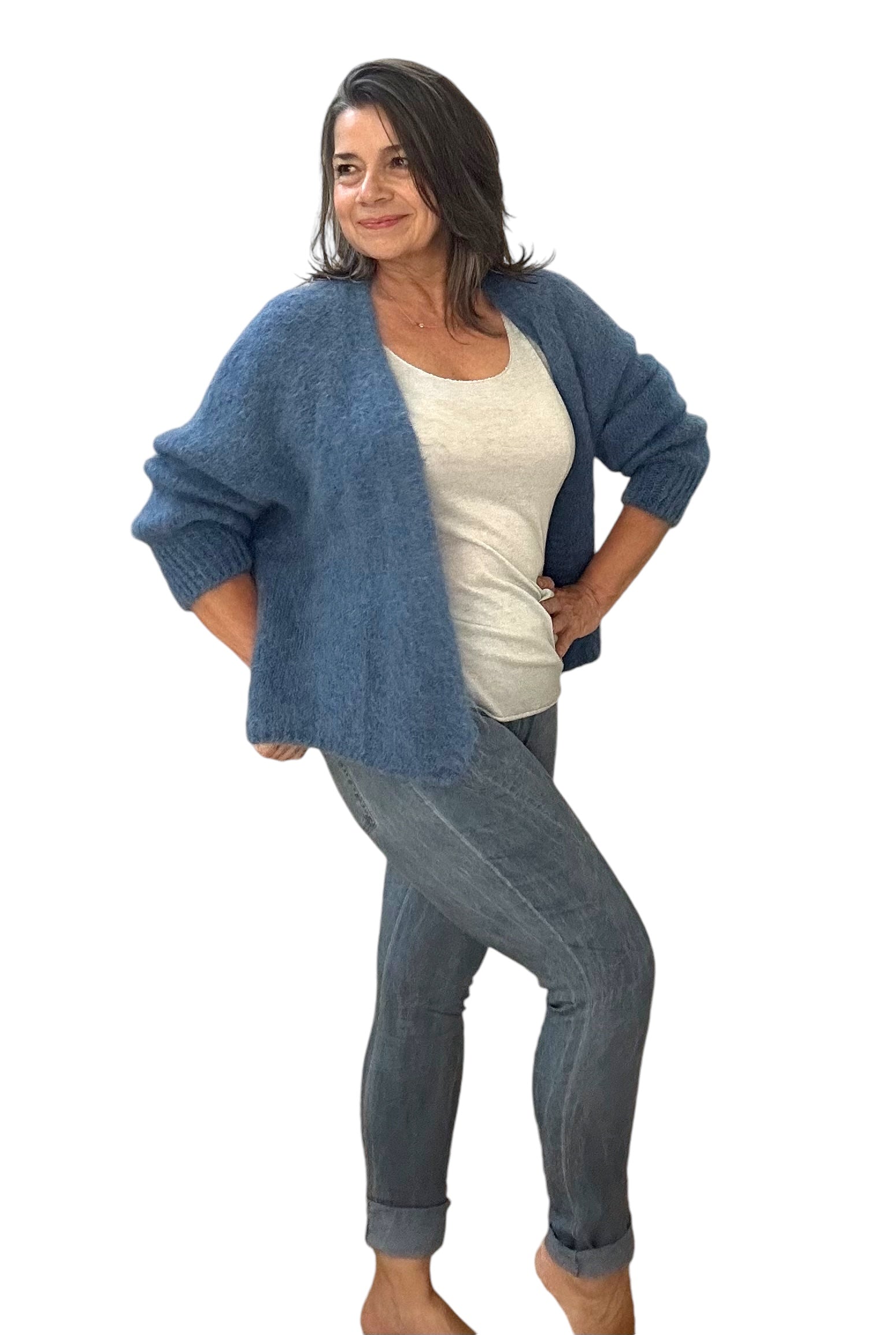Denim blue mineral washed Italian Magic pants