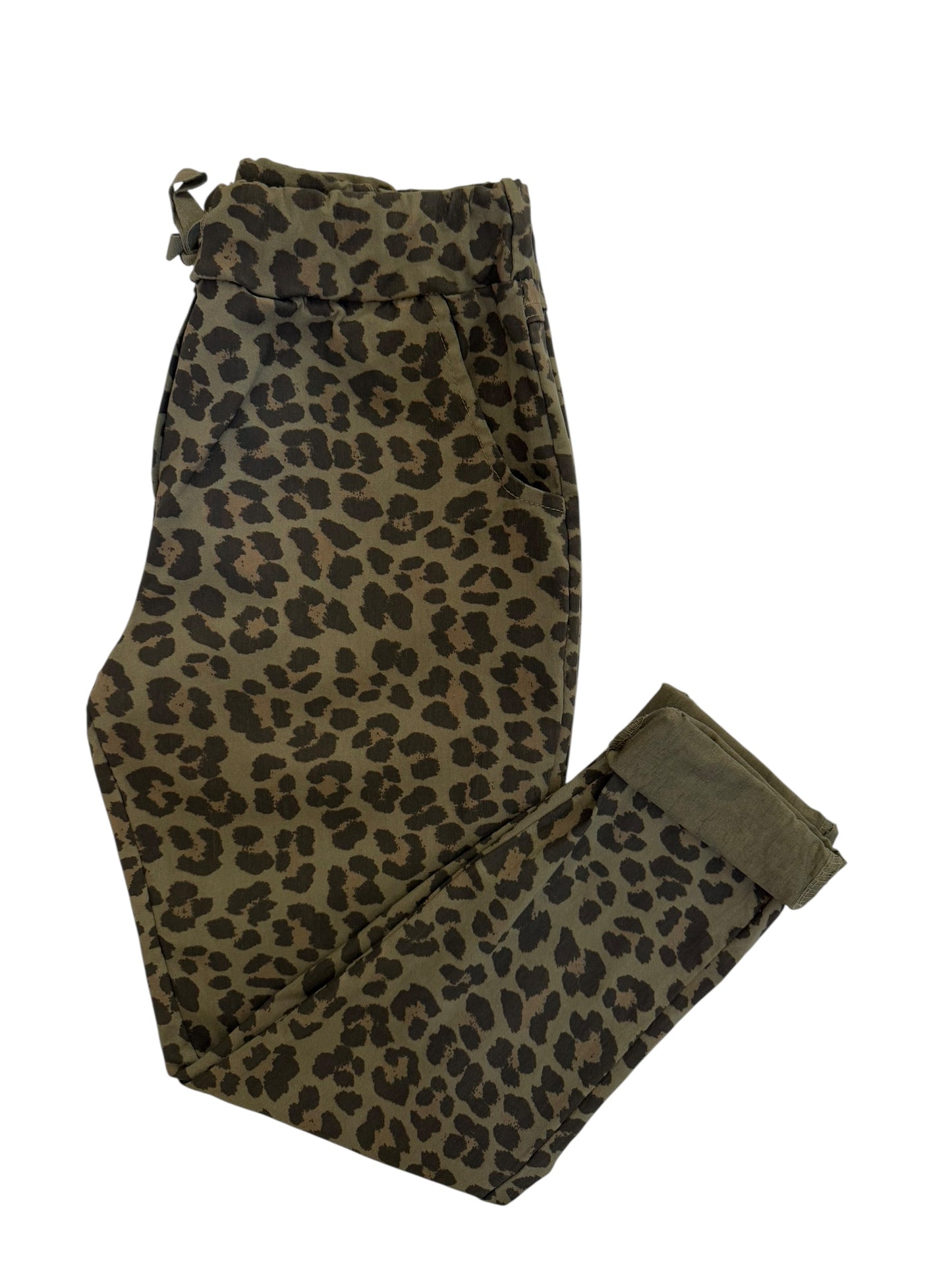 Chic Leopard Print Italian Magic Pants