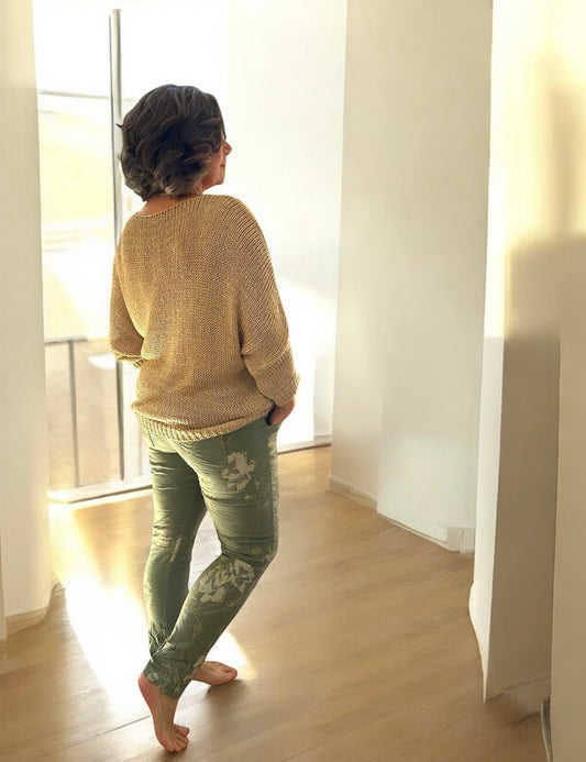 Olive Green Desert Rose Italian Magic Pants