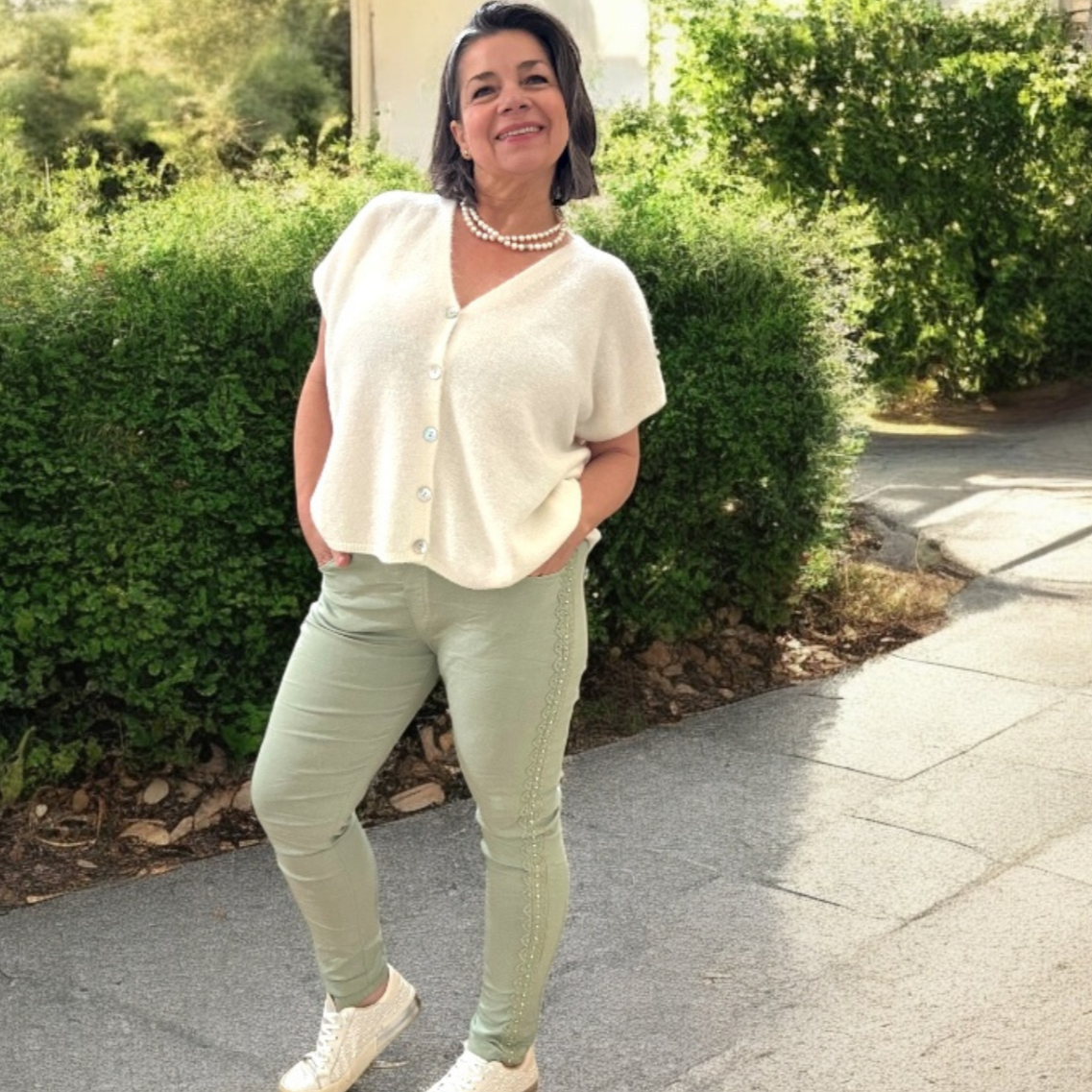 Rhinestones And Lace Italian Magic Pants