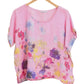Pink flora linen top
