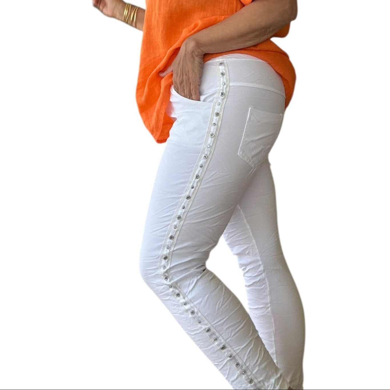 * BEST SELLER *  Studs & diamante Italian magic pants