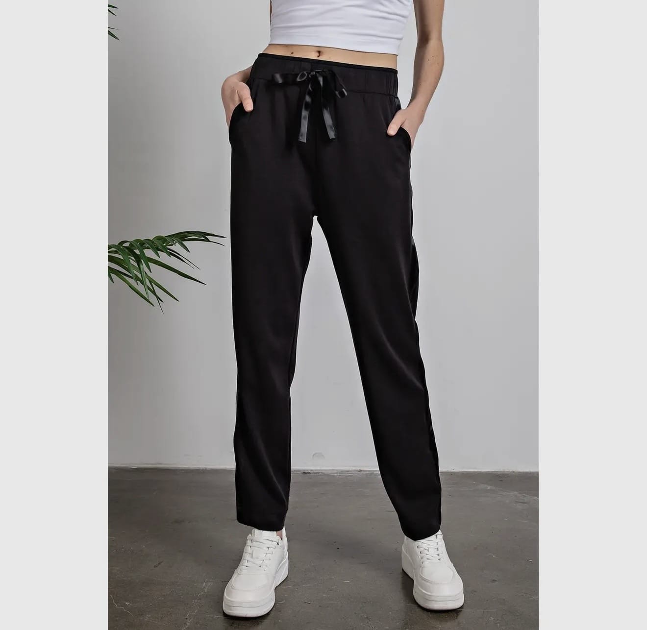 Modal Scuba Jogger with Side Satin Detail Modal Scuba Jogger with Side Satin Detail