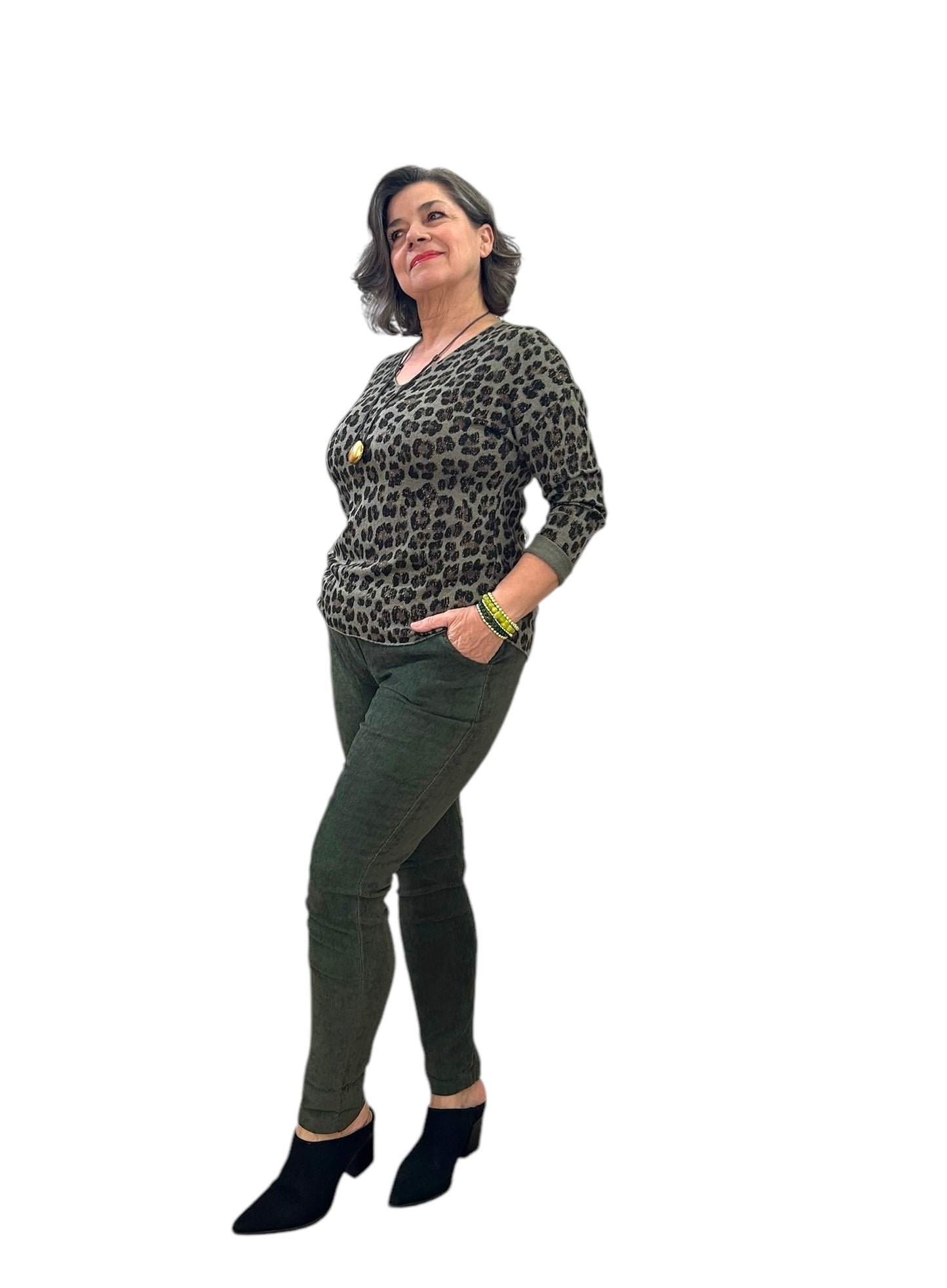 Forest green fine corduroy Italian Magic pants